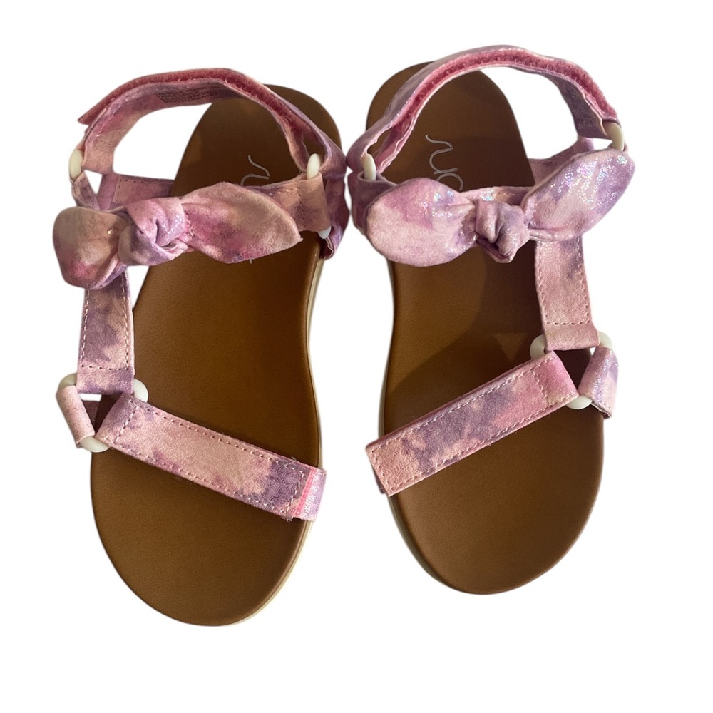 SUGAR Pink Tie-Dye Sandals with Bow Girls 12